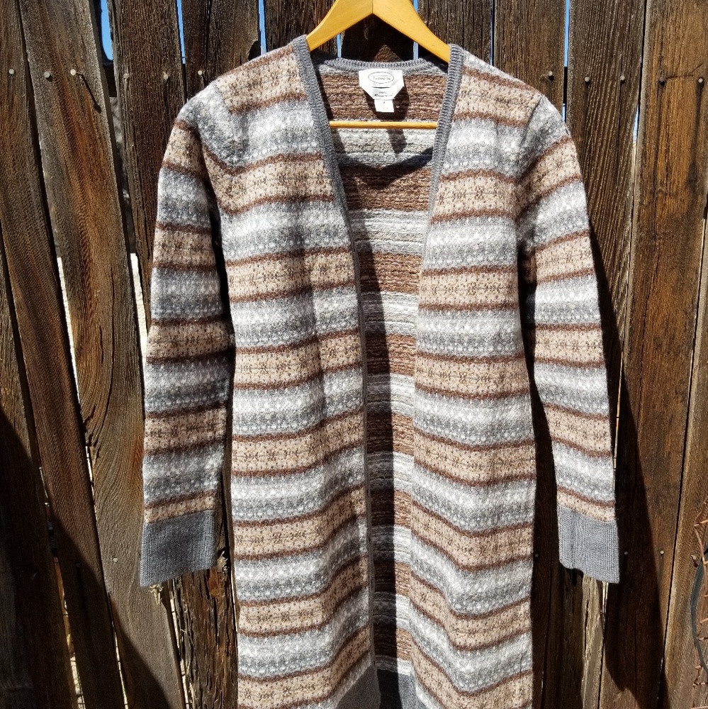 Talbots multicolored long mixed-texture cardigan